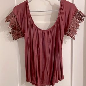 Charlotte Russe Off Shoulder Blouse XL Scalloped Trim Sleeve